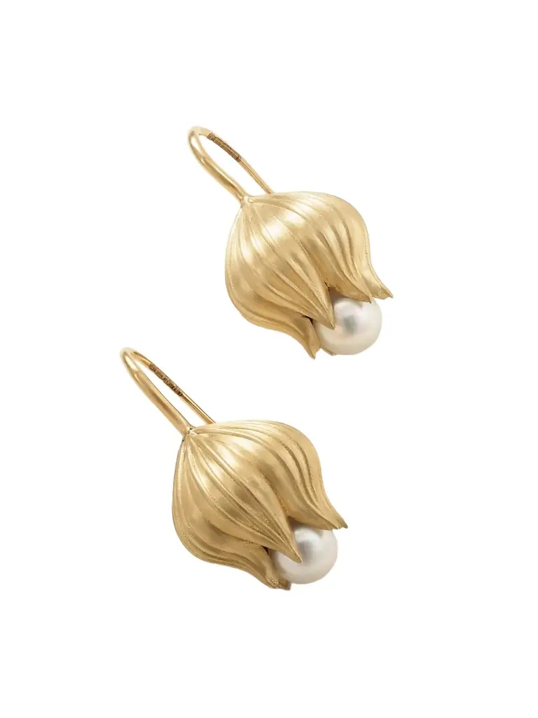 Irene Neuwirth Lily Of The Valley 18-karat Gold Pearl Earrings | Image 1 Irene Neuwirth Lily Of The Valley 18-karat Gold Pearl Earrings | Image 1