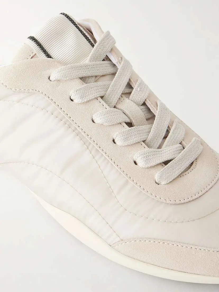 Brunello Cucinelli Shell And Suede Sneakers - Neutrals | Thumbnail 5