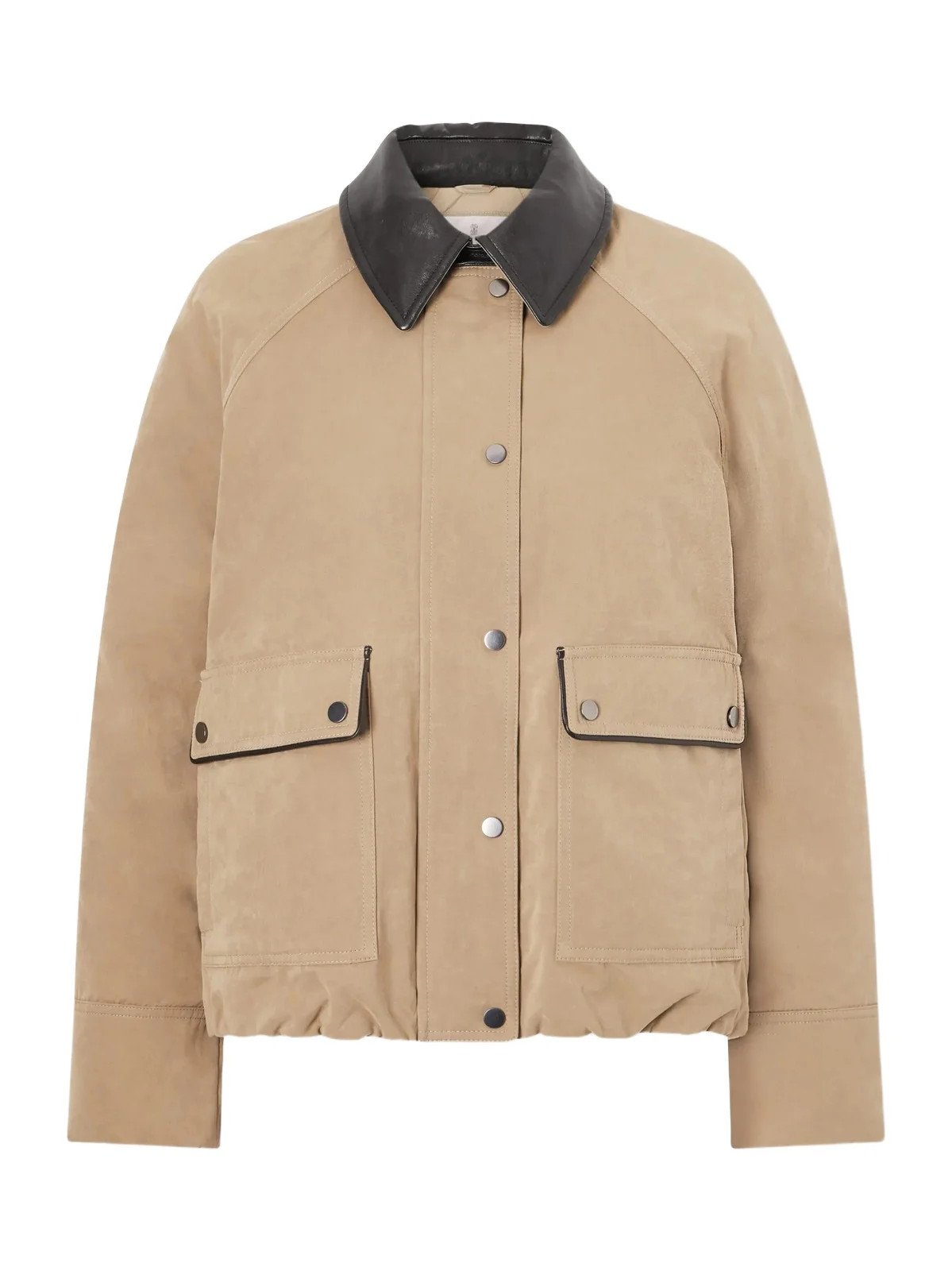 Leather-trimmed Padded Canvas Jacket Leather-trimmed Padded Canvas Jacket