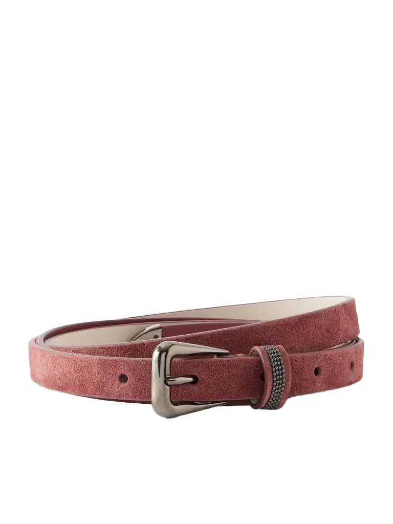 Brunello Cucinelli Embellished Suede Skinny Belt | Image 1 Brunello Cucinelli Embellished Suede Skinny Belt | Image 1