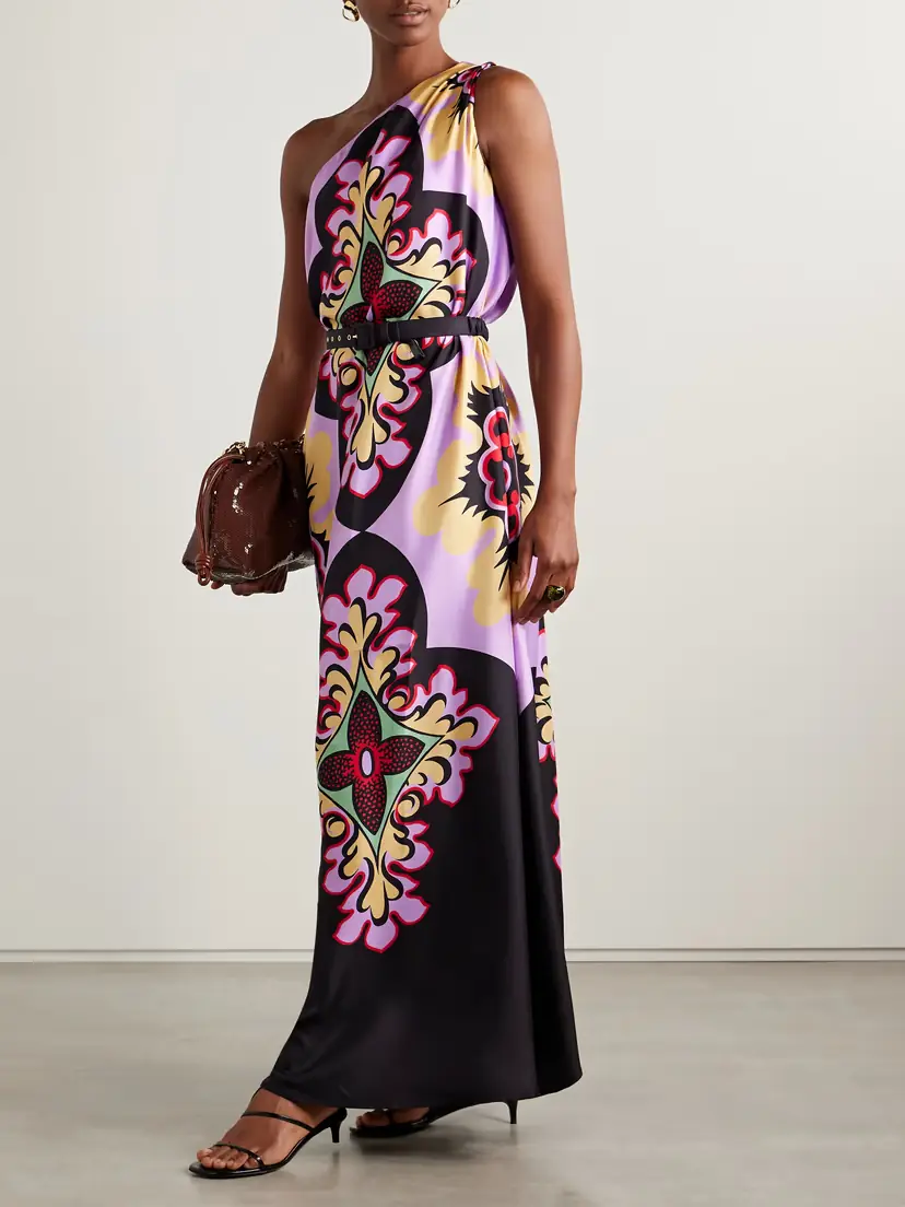 La DoubleJ Roy One-shoulder Printed Silk-twill Maxi Dress | Thumbnail 2