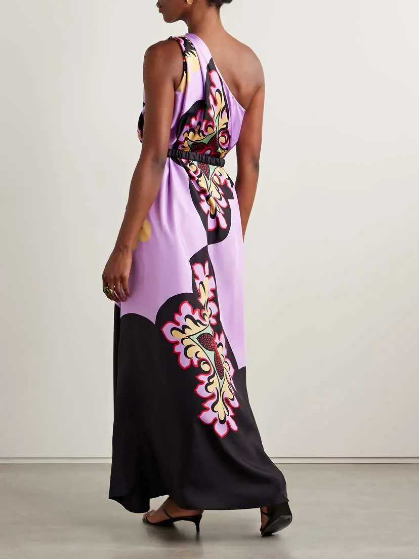 La DoubleJ Roy One-shoulder Printed Silk-twill Maxi Dress | Thumbnail 3