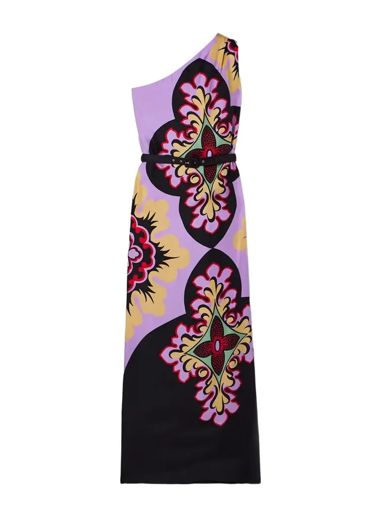 La DoubleJ Roy One-shoulder Printed Silk-twill Maxi Dress