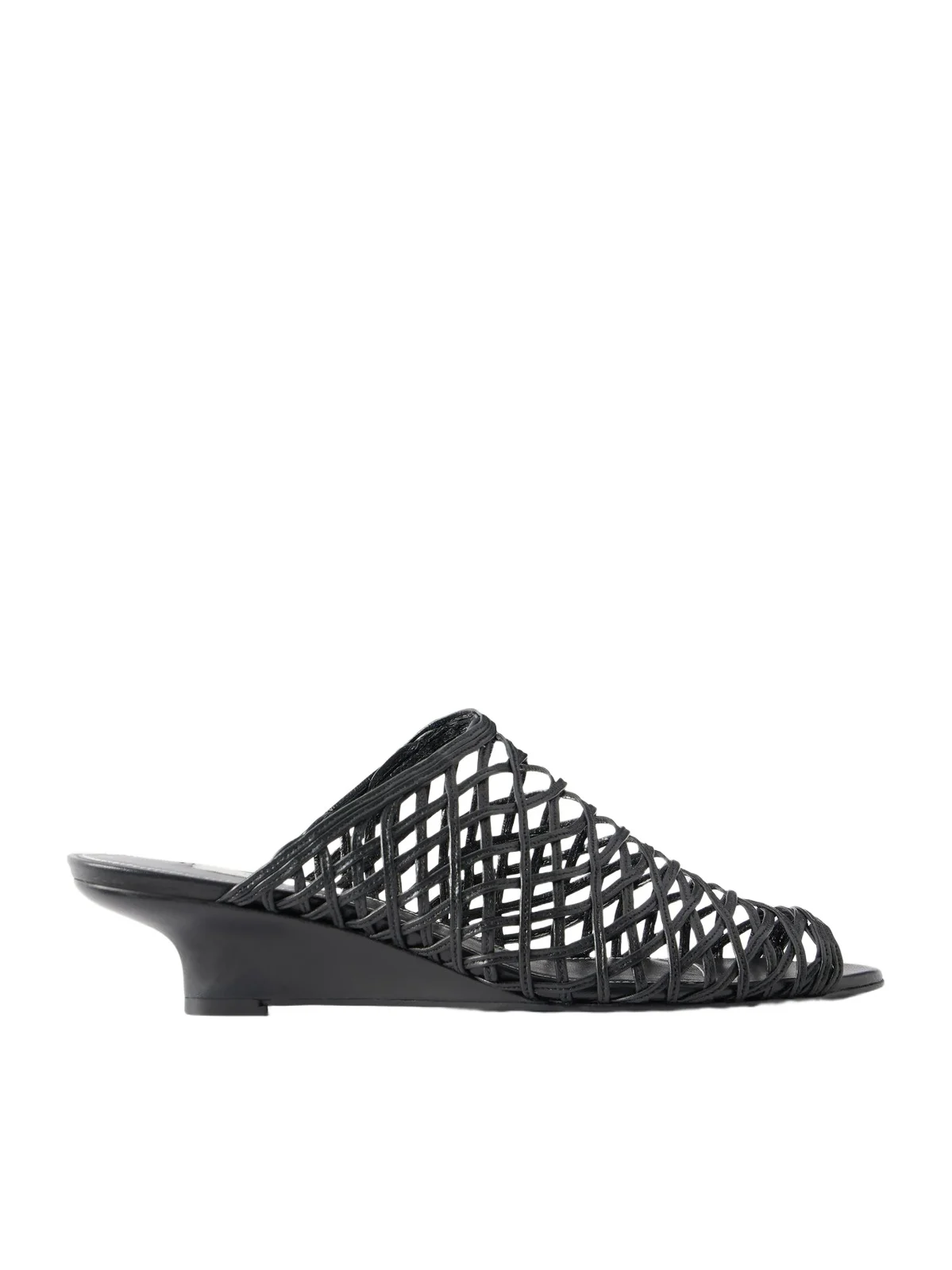 Woven Leather Wedge Mules