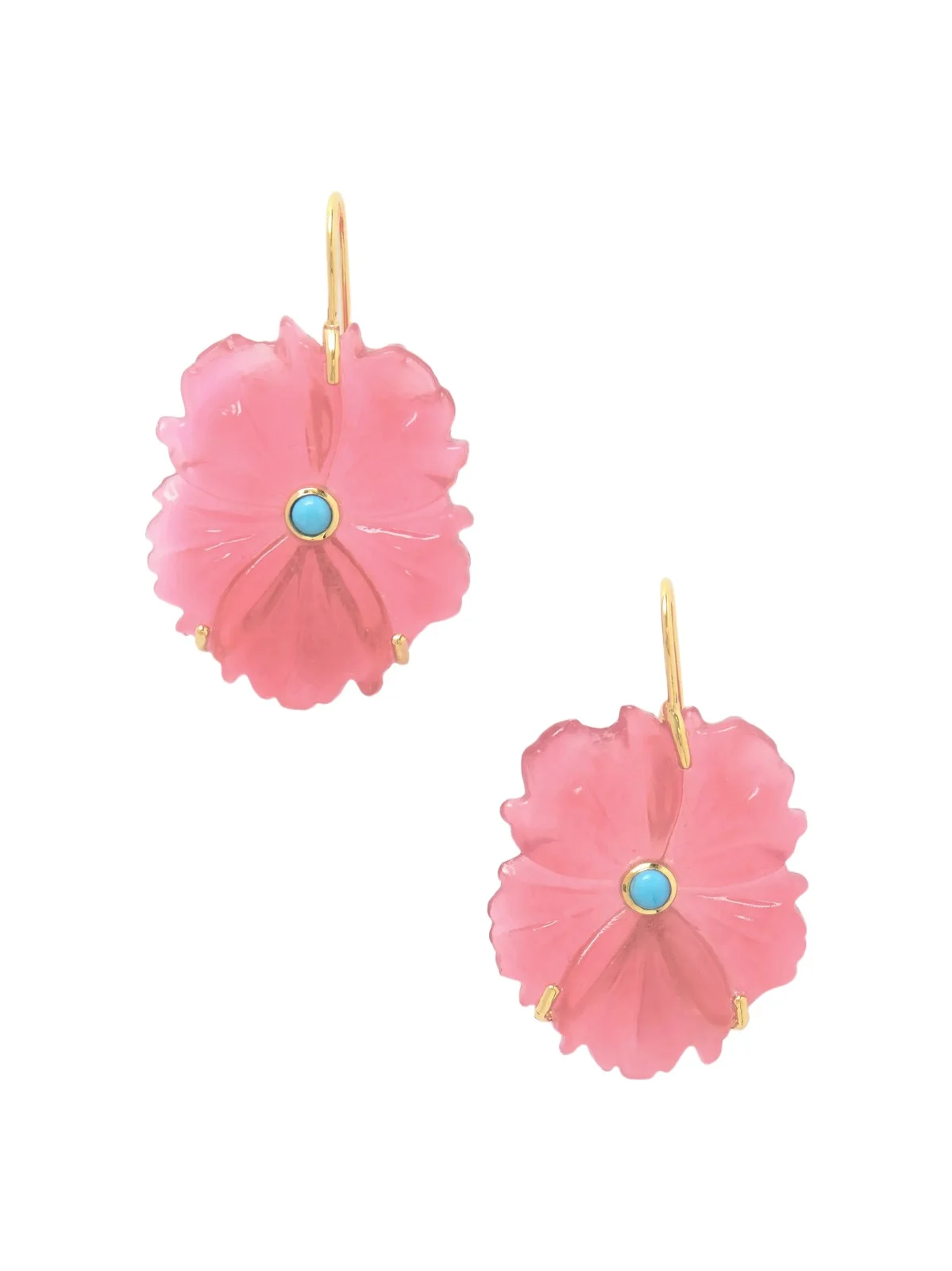 New Bloom Gold-plated, Glass And Turquoise Earrings - Pink New Bloom Gold-plated, Glass And Turquoise Earrings - Pink