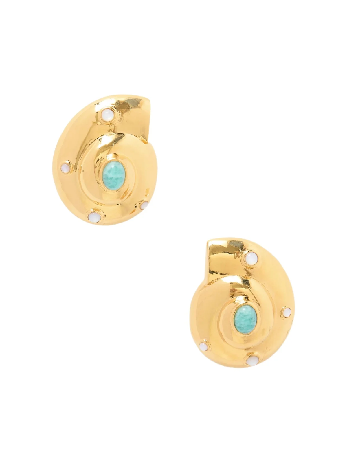 Nautilus Gold-plated Amazonite And Mother-of-pearl Earrings Nautilus Gold-plated Amazonite And Mother-of-pearl Earrings