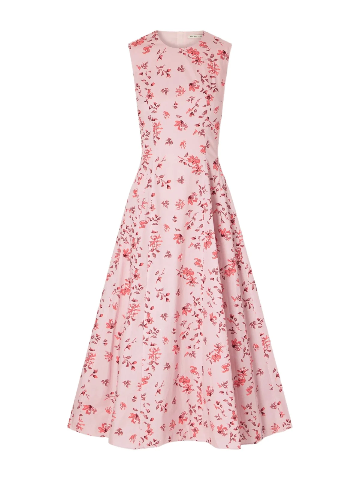 Chelsea Pleated Floral-print Organic Cotton-poplin Midi Dress
