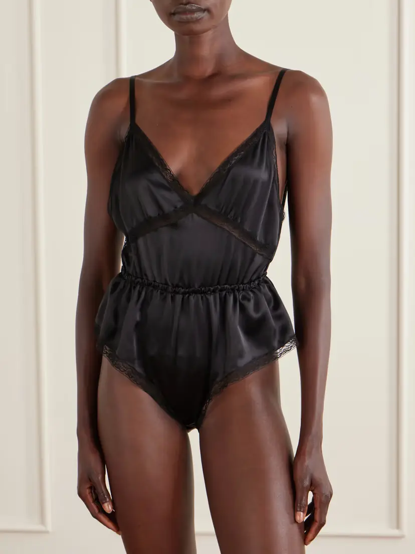 Dolce & Gabbana Lace-trimmed Silk-blend Satin Bodysuit | Thumbnail 2