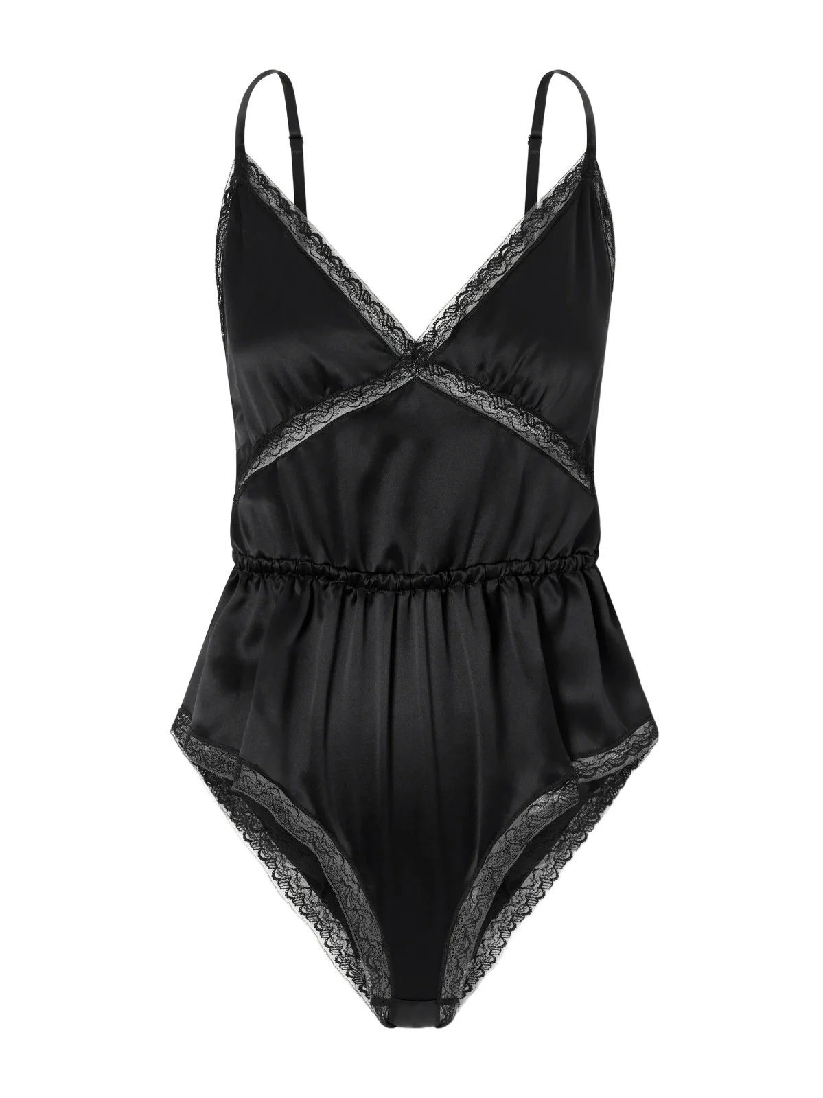 Lace-trimmed Silk-blend Satin Bodysuit Lace-trimmed Silk-blend Satin Bodysuit