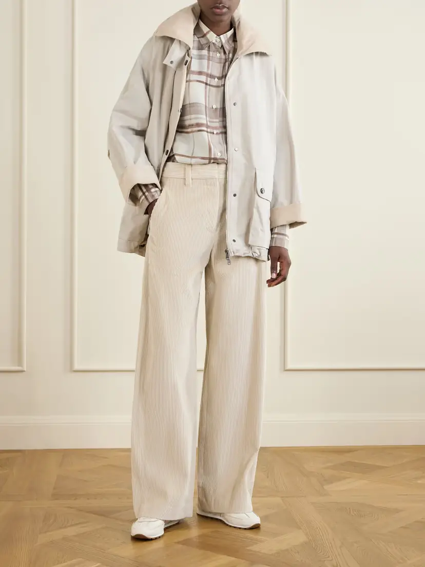 Brunello Cucinelli Corduroy-trimmed Cotton And Linen-blend Coat | Thumbnail 2