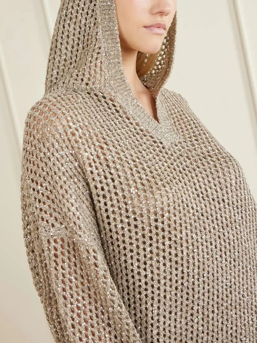 Brunello Cucinelli Sequined Crocheted Cotton Hoodie | Thumbnail 5 Brunello Cucinelli Sequined Crocheted Cotton Hoodie | Thumbnail 5