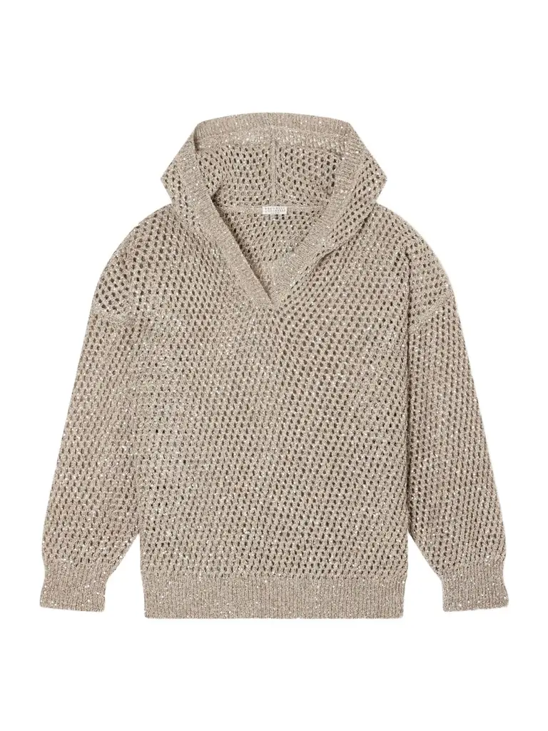 Brunello Cucinelli Sequined Crocheted Cotton Hoodie