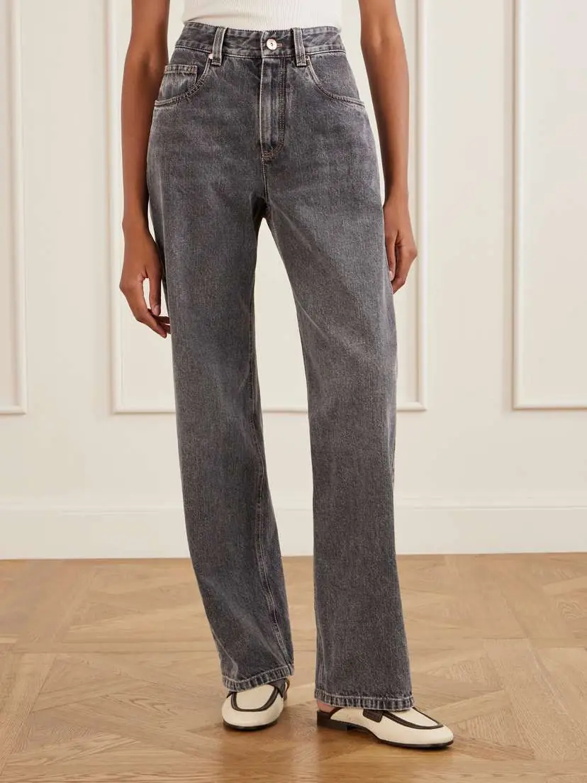 Brunello Cucinelli Cotton Mid-rise Wide-leg Jeans | Thumbnail 3