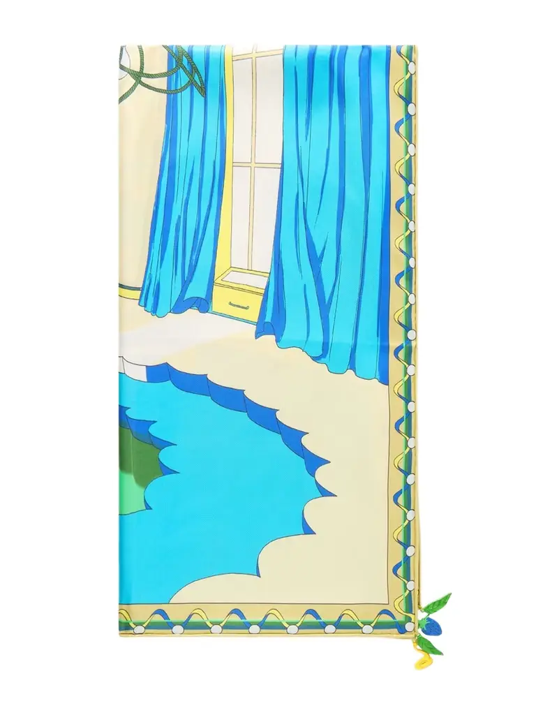 Tory Burch The Pool Embellished Printed Silk-twill Scarf