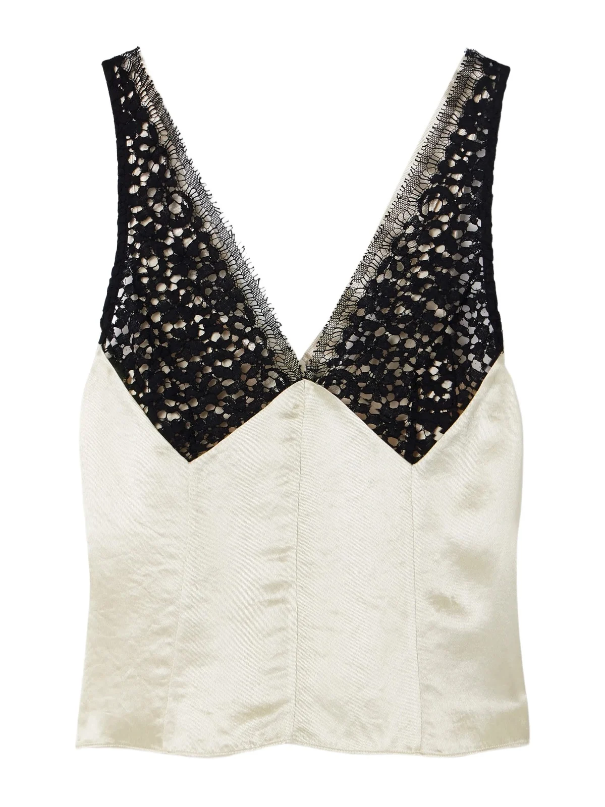 Satin-twill And Corded Lace Camisole