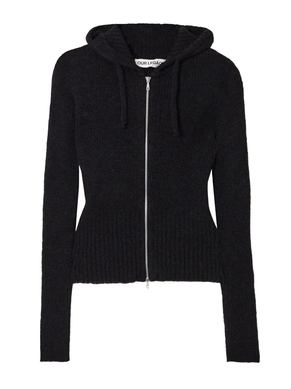 Our Legacy Compact Hooded Ribbed Brushed Alpaca-blend Cardigan