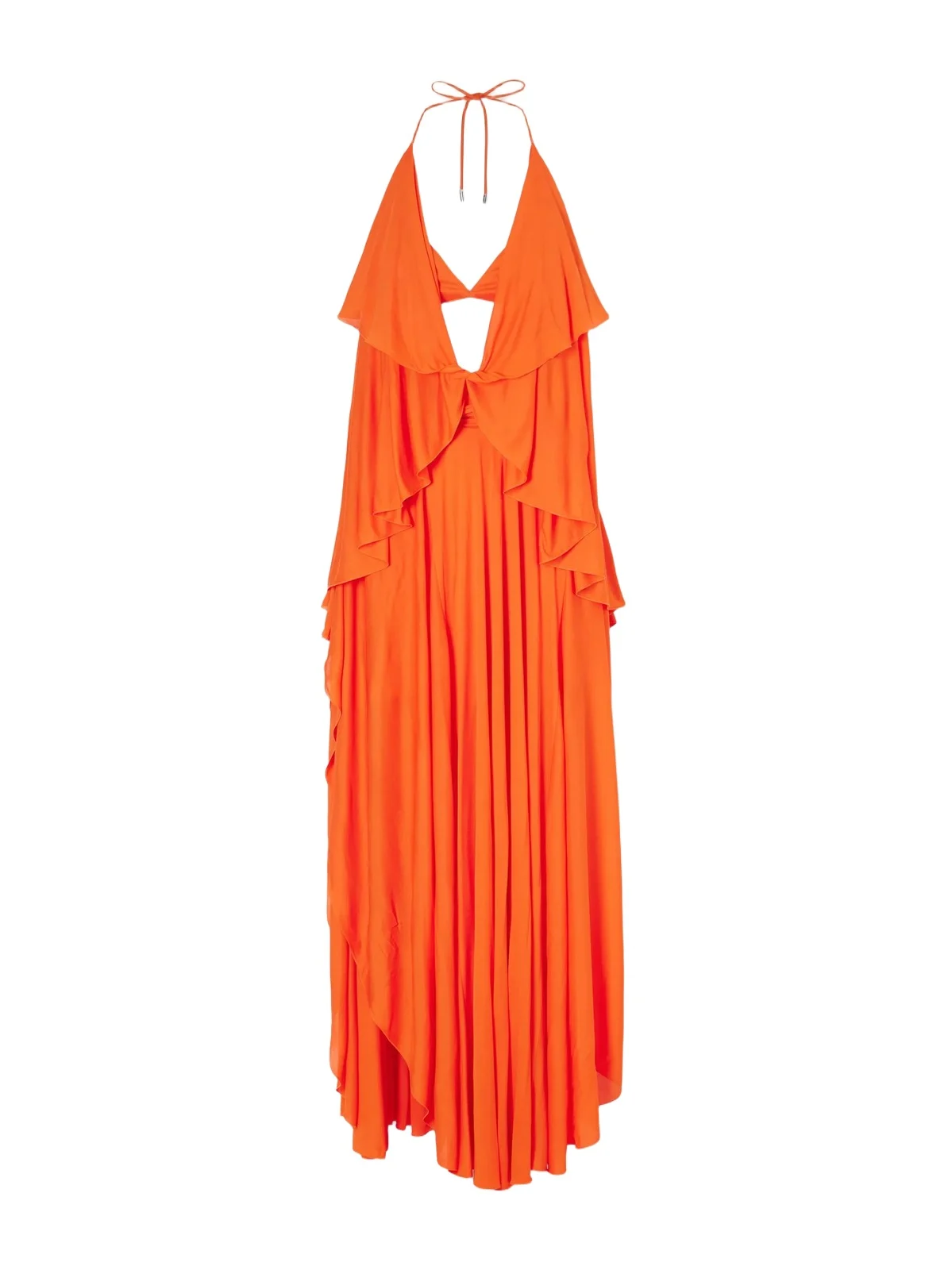 + Paula’s Ibiza Ruffled Cutout Jersey Halterneck Maxi Dress + Paula’s Ibiza Ruffled Cutout Jersey Halterneck Maxi Dress