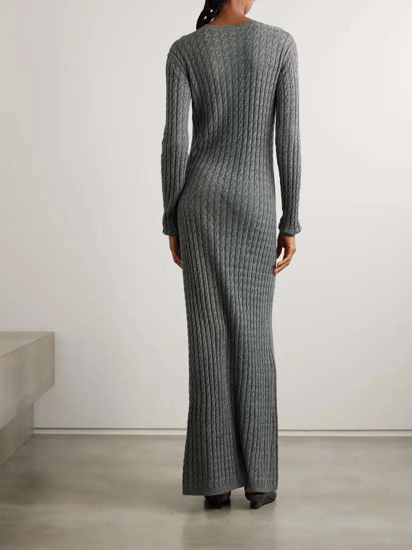 TOTEME Cable-knit Wool Maxi Dress | Thumbnail 3