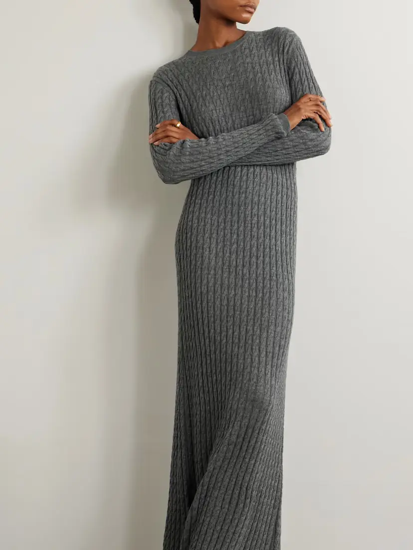 TOTEME Cable-knit Wool Maxi Dress | Thumbnail 5