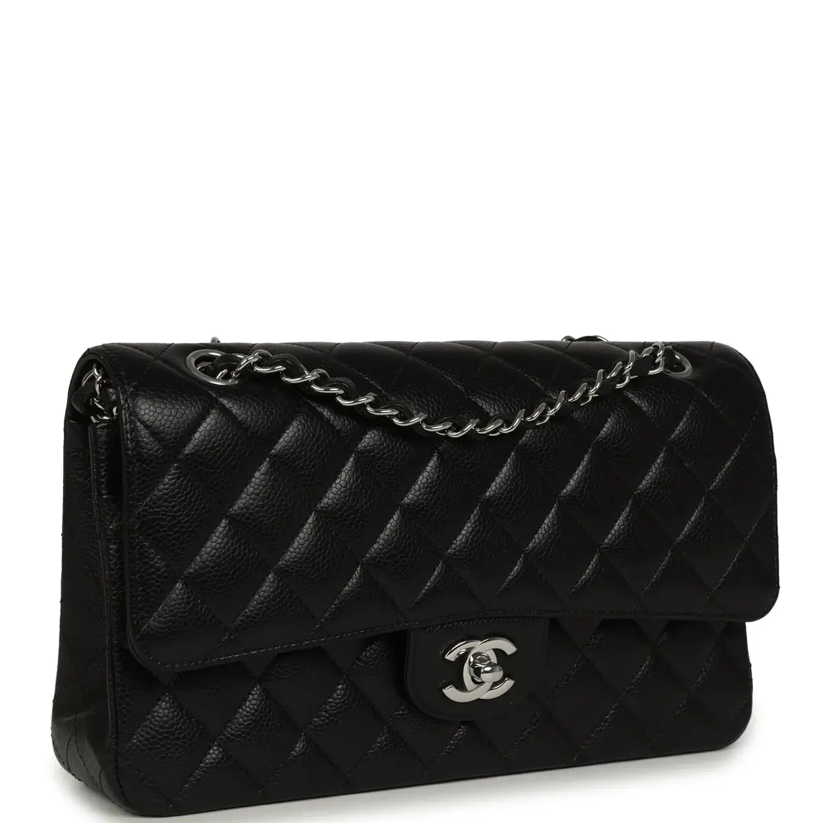 Chanel Pre-owned Chanel Medium Classic Double Flap Black Caviar Silver Hardware | Thumbnail 2 Chanel Pre-owned Chanel Medium Classic Double Flap Black Caviar Silver Hardware | Thumbnail 2
