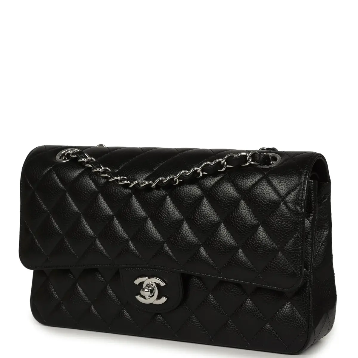 Chanel Pre-owned Chanel Medium Classic Double Flap Black Caviar Silver Hardware | Thumbnail 5 Chanel Pre-owned Chanel Medium Classic Double Flap Black Caviar Silver Hardware | Thumbnail 5