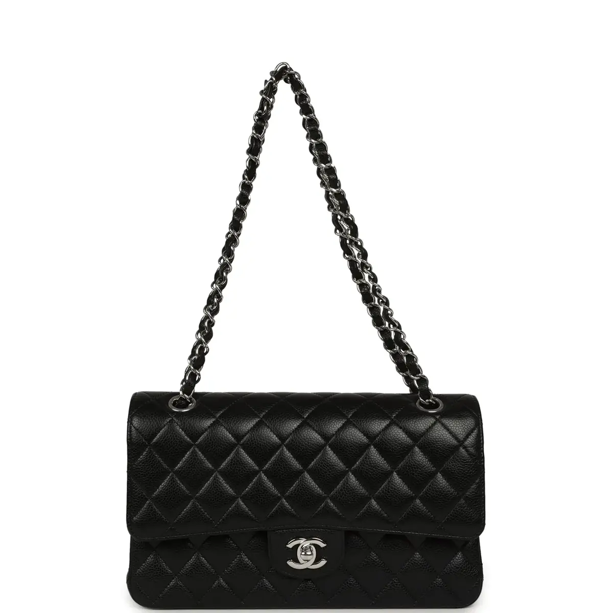 Chanel Pre-owned Chanel Medium Classic Double Flap Black Caviar Silver Hardware | Thumbnail 7 Chanel Pre-owned Chanel Medium Classic Double Flap Black Caviar Silver Hardware | Thumbnail 7