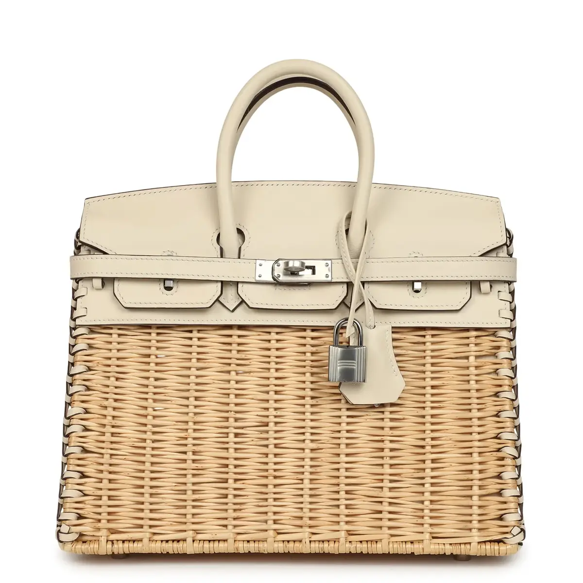Pre-owned Hermes Picnic Birkin Sellier 25 Nata Swift Palladium Hardware Pre-owned Hermes Picnic Birkin Sellier 25 Nata Swift Palladium Hardware