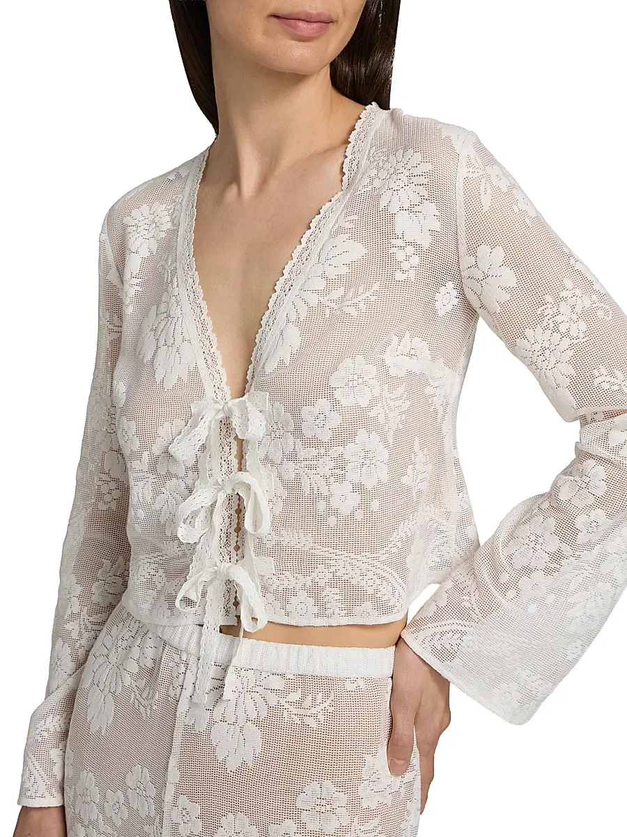 LoveShackFancy Women's Stacellea Floral Sheer Lace Crop Top | Thumbnail 6 LoveShackFancy Women's Stacellea Floral Sheer Lace Crop Top | Thumbnail 6