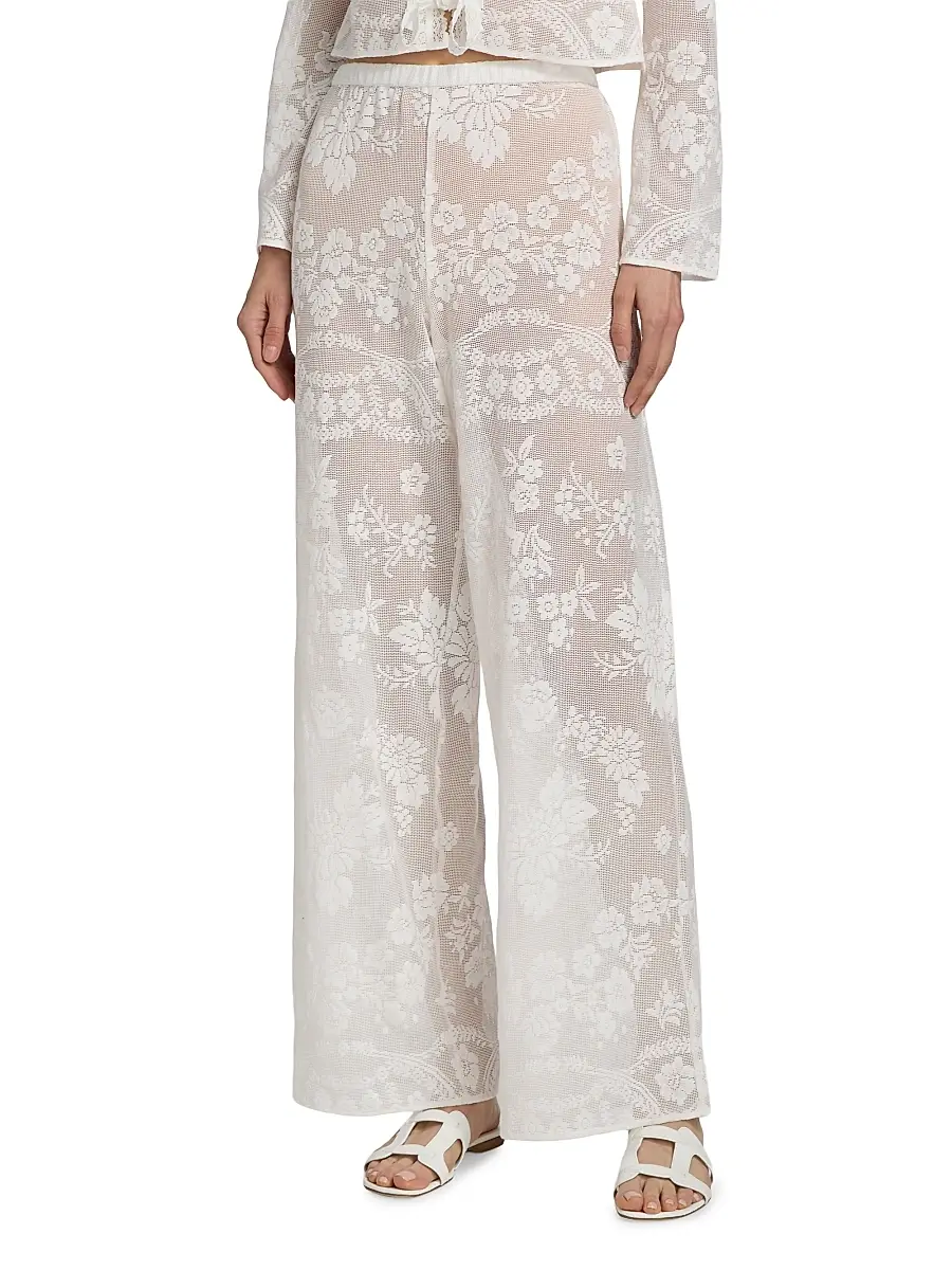 LoveShackFancy Women's Jessia Mesh Cotton-Blend Wide-Leg Pants | Thumbnail 3 LoveShackFancy Women's Jessia Mesh Cotton-Blend Wide-Leg Pants | Thumbnail 3