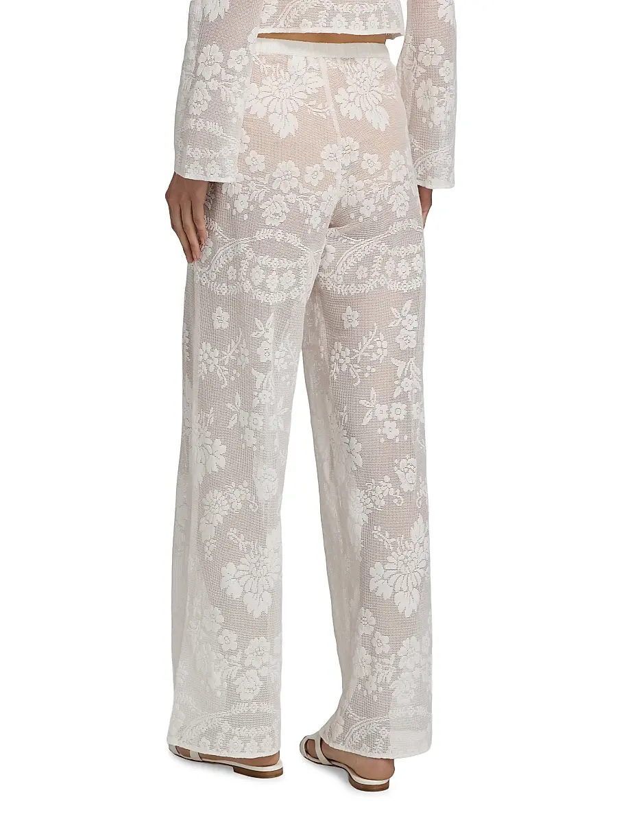 LoveShackFancy Women's Jessia Mesh Cotton-Blend Wide-Leg Pants | Thumbnail 5 LoveShackFancy Women's Jessia Mesh Cotton-Blend Wide-Leg Pants | Thumbnail 5