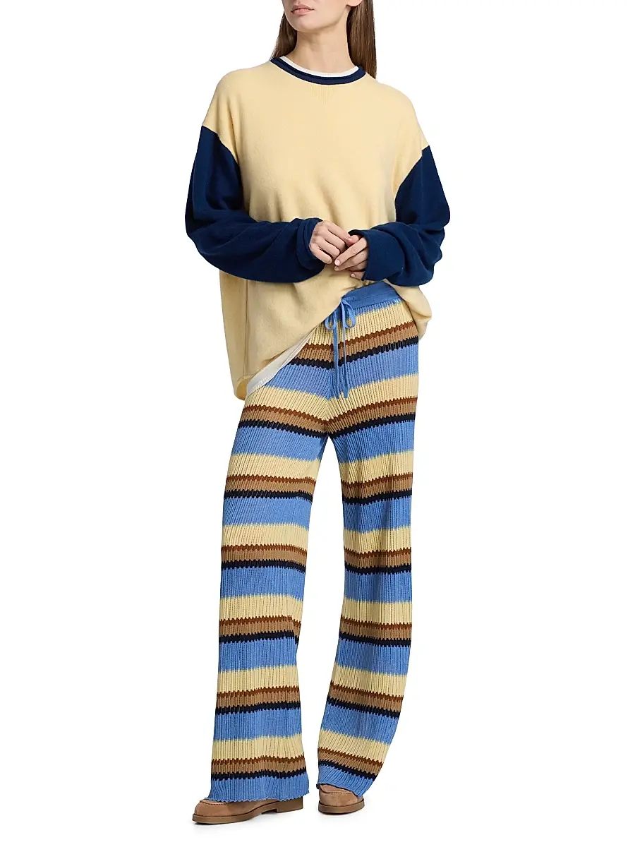 Guest In Residence Women's Striped Silk-Linen Palazzo Pants | Thumbnail 2