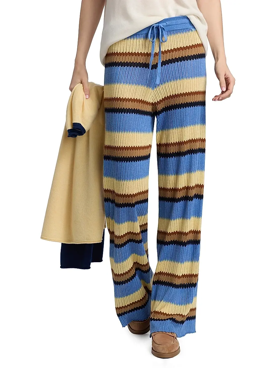 Guest In Residence Women's Striped Silk-Linen Palazzo Pants | Thumbnail 3