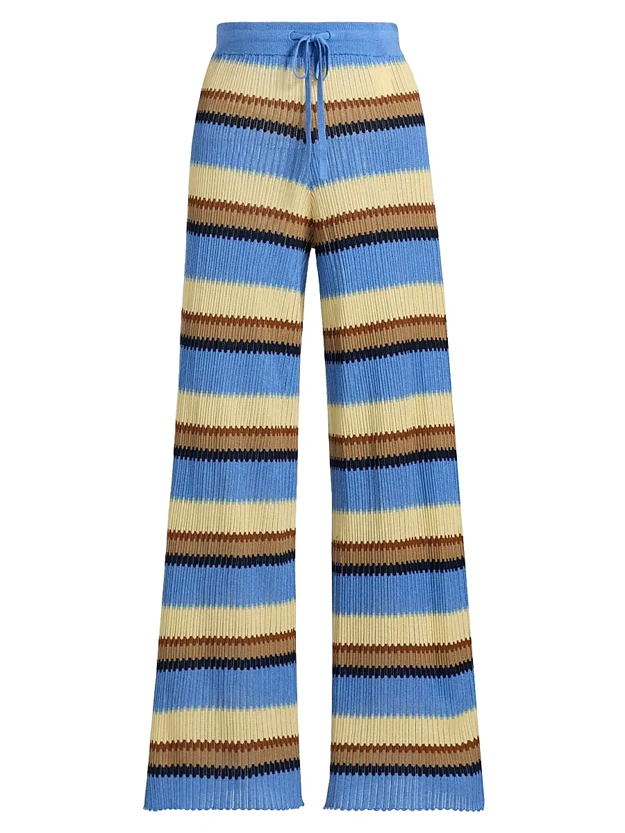 Guest In Residence Women's Striped Silk-Linen Palazzo Pants