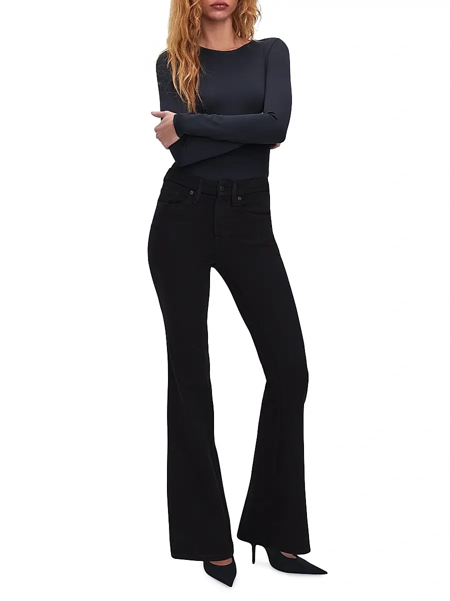 GOOD AMERICAN Women's Good Legs Flare Never Fades Jeans | Thumbnail 2