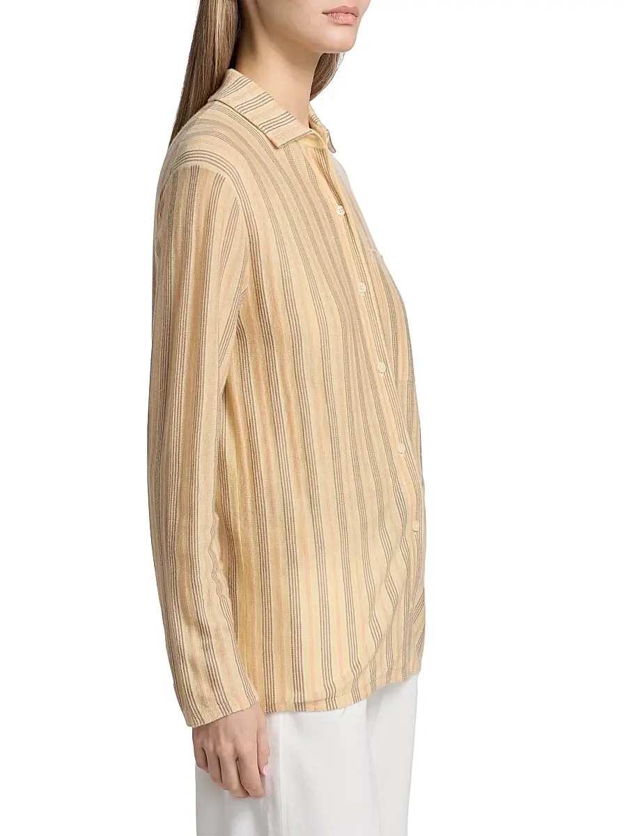 Guest In Residence Women's Showtime Fine Stripe Cashmere Shirt | Thumbnail 4