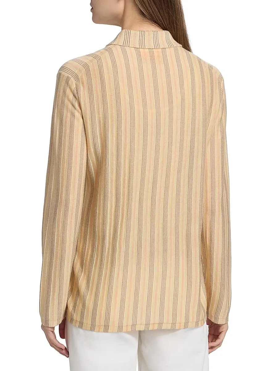 Guest In Residence Women's Showtime Fine Stripe Cashmere Shirt | Thumbnail 5