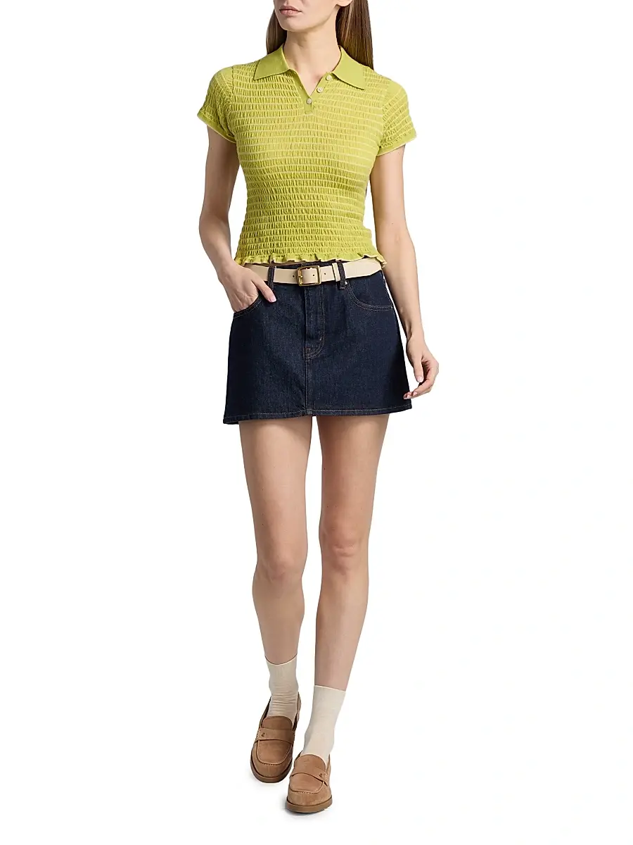 Guest In Residence Women's Smocked Cashmere Polo Top | Thumbnail 2 Guest In Residence Women's Smocked Cashmere Polo Top | Thumbnail 2