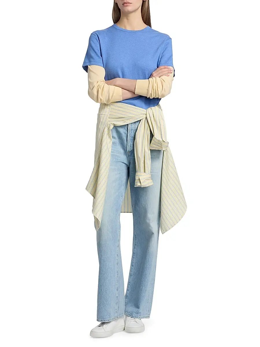 Guest In Residence Women's Layered Cotton-Cashmere T-Shirt | Thumbnail 2 Guest In Residence Women's Layered Cotton-Cashmere T-Shirt | Thumbnail 2