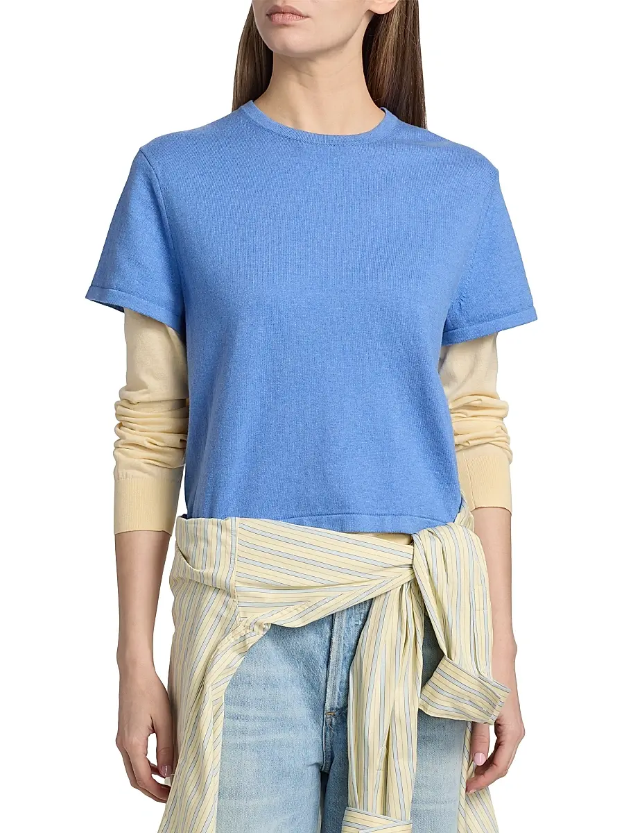 Guest In Residence Women's Layered Cotton-Cashmere T-Shirt | Thumbnail 3 Guest In Residence Women's Layered Cotton-Cashmere T-Shirt | Thumbnail 3