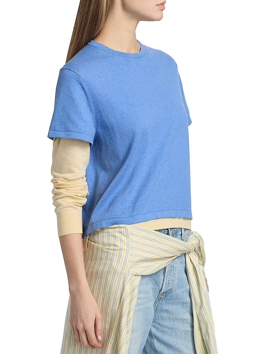 Guest In Residence Women's Layered Cotton-Cashmere T-Shirt | Thumbnail 4 Guest In Residence Women's Layered Cotton-Cashmere T-Shirt | Thumbnail 4