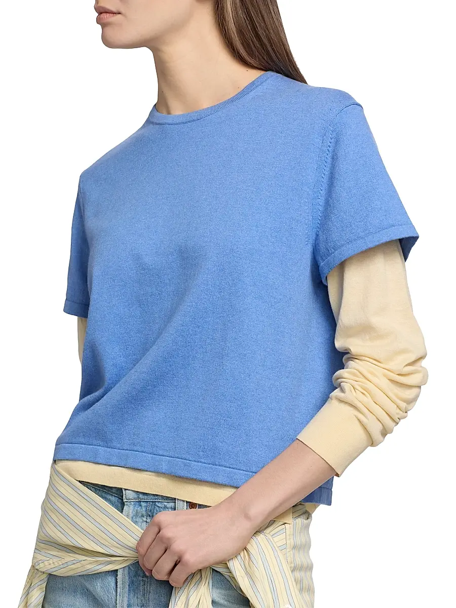 Guest In Residence Women's Layered Cotton-Cashmere T-Shirt | Thumbnail 6 Guest In Residence Women's Layered Cotton-Cashmere T-Shirt | Thumbnail 6