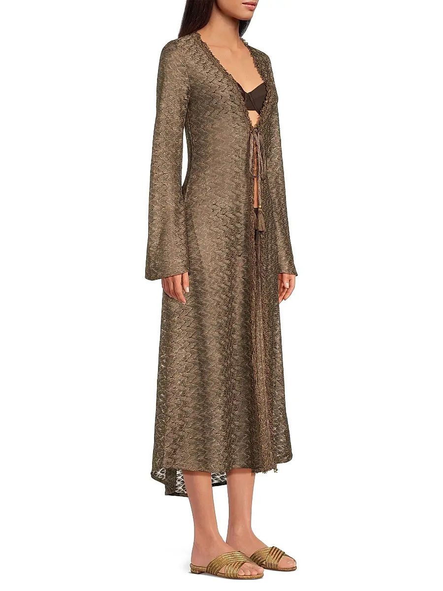 Ramy Brook Women's Fatima Metallic Chevron Caftan | Thumbnail 4 Ramy Brook Women's Fatima Metallic Chevron Caftan | Thumbnail 4