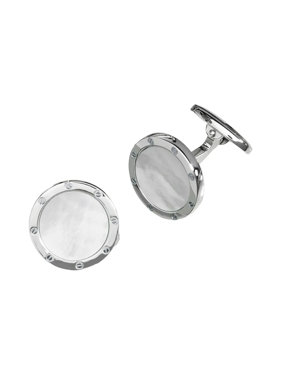 Jan Leslie Men's Etched Rivet Round Onyx Cufflinks