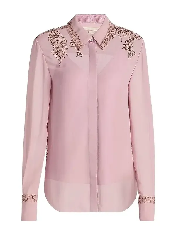 Women's Lace-Detailed Crepe Chiffon Shirt Women's Lace-Detailed Crepe Chiffon Shirt
