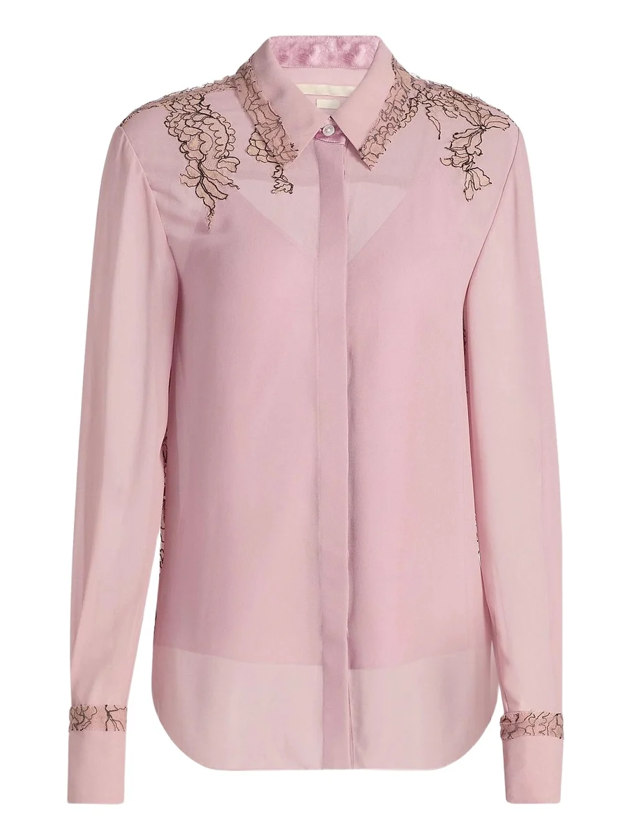 Jason Wu Collection Women's Lace-Detailed Crepe Chiffon Shirt