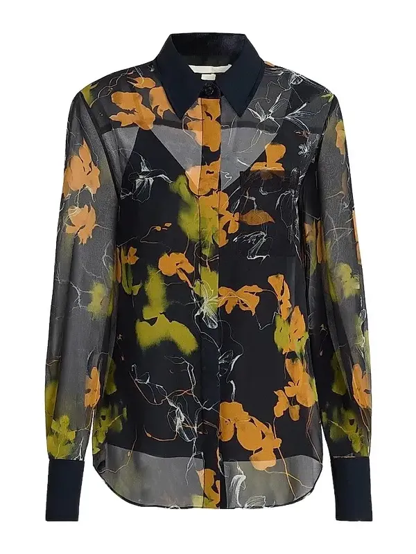 Women's Shadow Floral Crepe Chiffon Shirt Women's Shadow Floral Crepe Chiffon Shirt