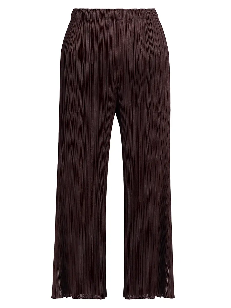 Pleats Please Issey Miyake Women's Monthly Colors: July Pleated Pants - Dark Brown | Image 1 Pleats Please Issey Miyake Women's Monthly Colors: July Pleated Pants - Dark Brown | Image 1