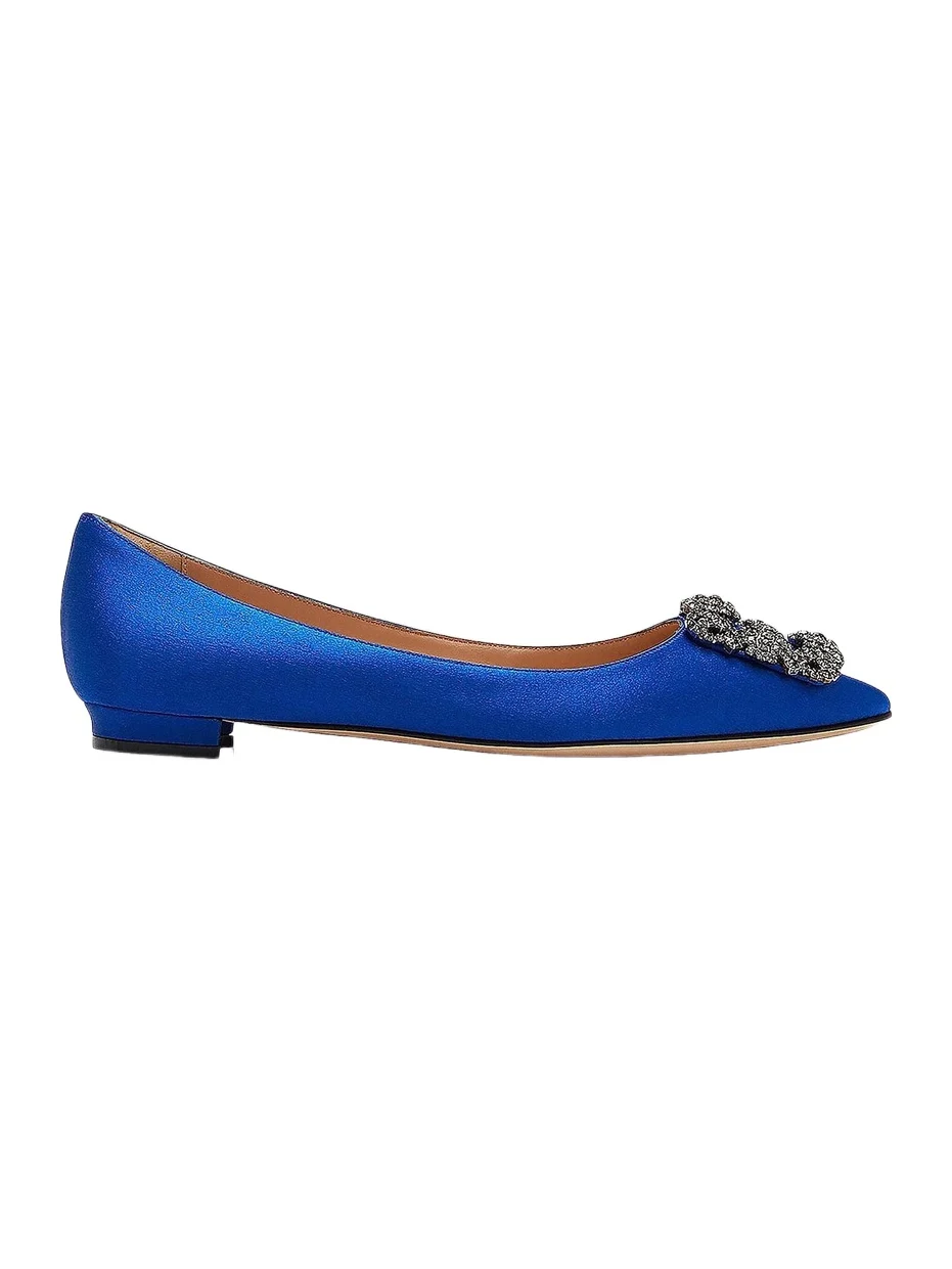 Manolo Blahnik Women's Hangisi 25MM Embellished Satin Flats