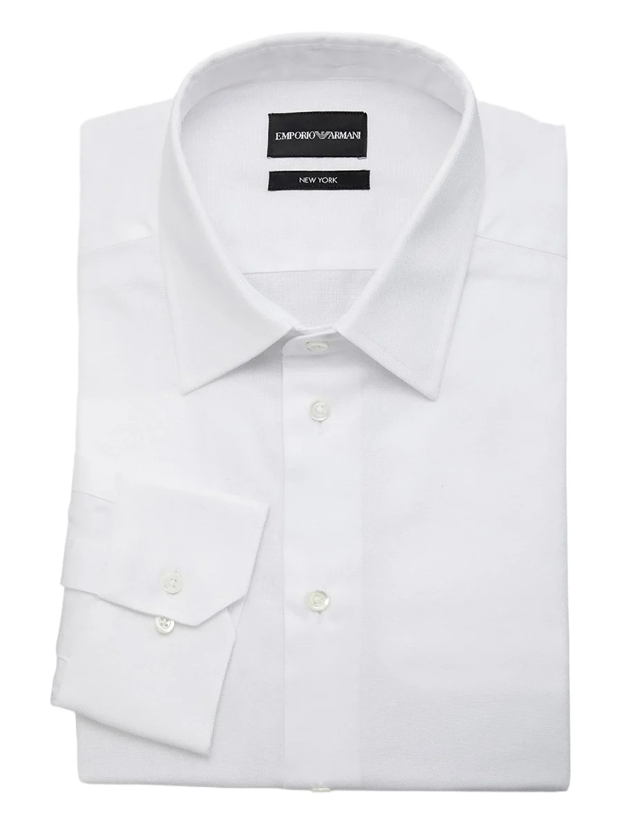 Men's Textured Cotton Button-Front Dress Shirt Men's Textured Cotton Button-Front Dress Shirt