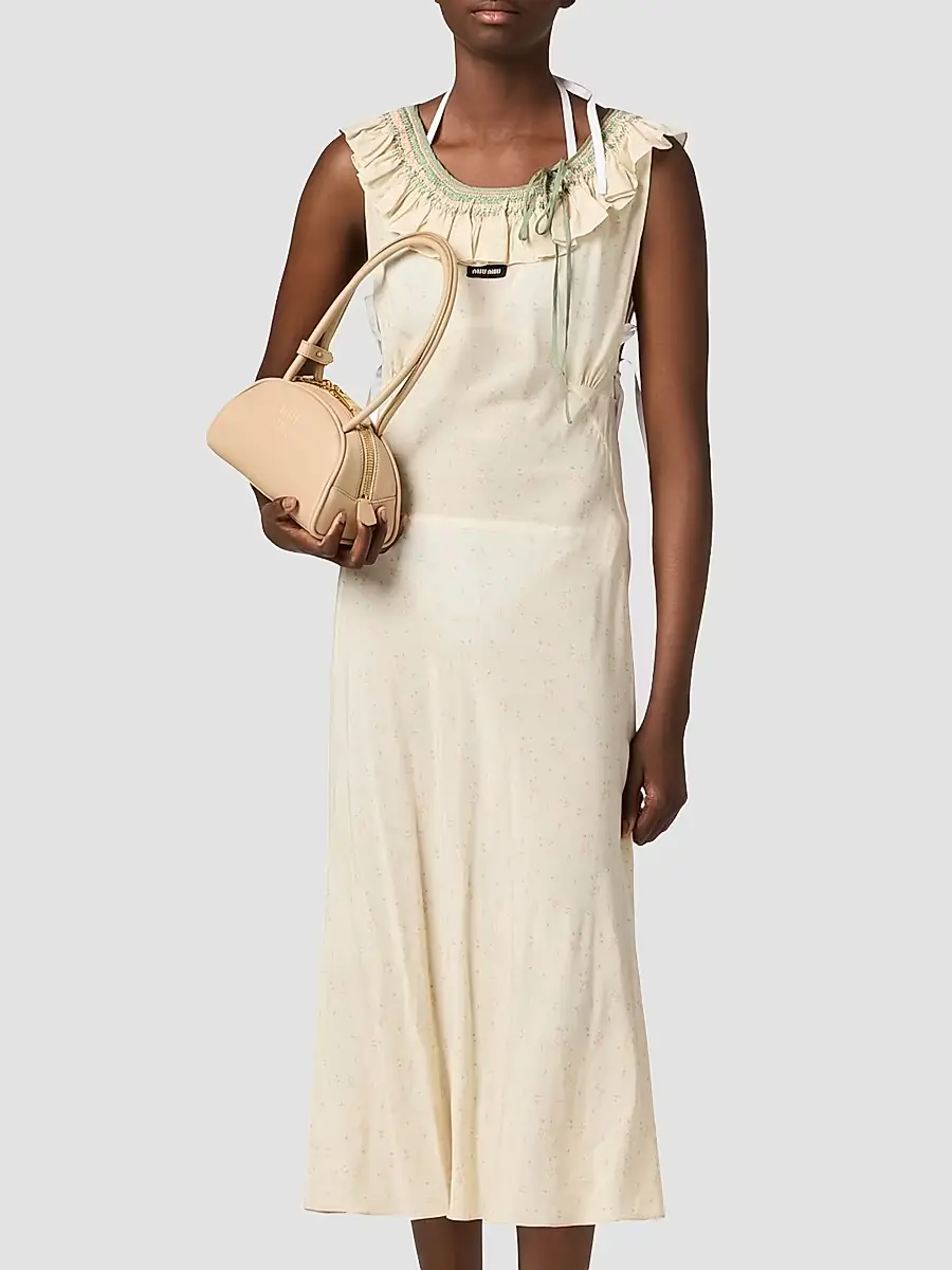 Miu Miu Women's Embroidered Marocain Crepe Dress | Thumbnail 2